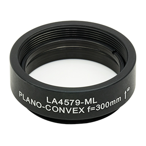 LA4579-ML - Ø1in UVFS Plano-Convex Lens, SM1-Threaded Mount, f = 300.0 mm, Uncoated