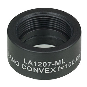 LA1207-ML - Ø1/2in N-BK7 Plano-Convex Lens, SM05-Threaded Mount, f = 100 mm, Uncoated