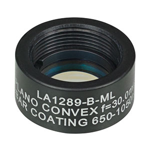 LA1289-B-ML - Ø1/2in N-BK7 Plano-Convex Lens, SM05-Threaded Mount, f = 30 mm, ARC: 650-1050 nm
