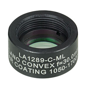 LA1289-C-ML - Ø1/2in N-BK7 Plano-Convex Lens, SM05-Threaded Mount, f = 30 mm, ARC: 1050-1700 nm