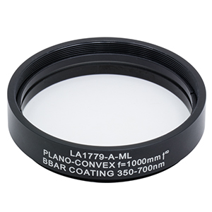 LA1779-A-ML - Ø2in N-BK7 Plano-Convex Lens, SM2-Threaded Mount, f = 1000 mm, ARC: 350-700 nm