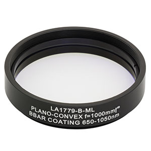 LA1779-B-ML - Ø2in N-BK7 Plano-Convex Lens, SM2-Threaded Mount, f = 1000 mm, ARC: 650-1050 nm