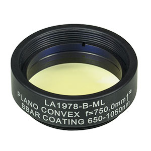 LA1978-B-ML - Ø1in N-BK7 Plano-Convex Lens, SM1-Threaded Mount, f = 750 mm, ARC: 650-1050 nm