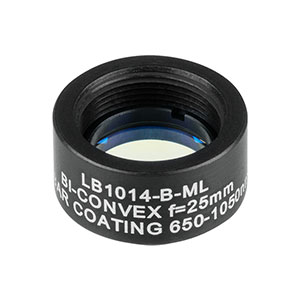 LB1014-B-ML - Mounted N-BK7 Bi-Convex Lens, Ø1/2in, f = 25.0 mm, ARC: 650 - 1050 nm