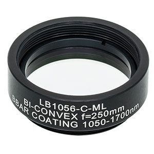LB1056-C-ML - Mounted N-BK7 Bi-Convex Lens, Ø1in, f = 250.0 mm, ARC: 1050 - 1700 nm
