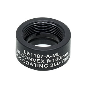 LB1187-A-ML - Mounted N-BK7 Bi-Convex Lens, Ø1/2in, f = 100.0 mm, ARC: 350 - 700 nm