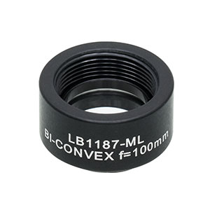 LB1187-ML - Mounted N-BK7 Bi-Convex Lens, Ø1/2in, f = 100.0 mm, Uncoated