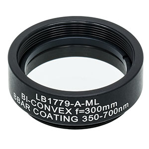 LB1779-A-ML - Mounted N-BK7 Bi-Convex Lens, Ø1in, f = 300.0 mm, ARC: 350-700 nm