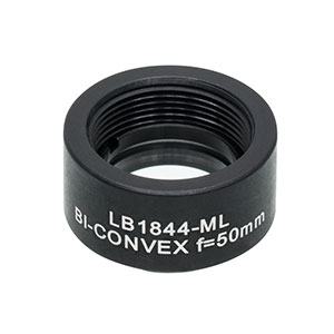 LB1844-ML - Mounted N-BK7 Bi-Convex Lens, Ø1/2in, f = 50.0 mm, Uncoated