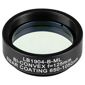 LB1904-B-ML - Mounted N-BK7 Bi-Convex Lens, Ø1in, f = 125.0 mm, ARC: 650-1050 nm
