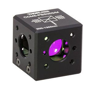 CCM5-PBS203/M - 16 mm Cage-Cube-Mounted Polarizing Beamsplitter Cube, 900-1300 nm, M4 Tap