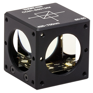 CCM1-BS013/M - 30 mmケージキューブ付き偏光無依存型ビームスプリッタ、400～700 nm、M4タップ穴(ミリ規格)