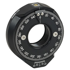 RSP1X225/M - Ø25 mm～Ø25.4 mm光学素子用インデックス機構付き回転マウント、360°連続または22.5°単位のステップ回転、M4タップ穴(ミリ規格)