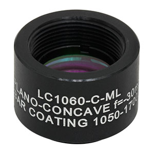 LC1060-C-ML - Ø1/2in N-BK7 Plano-Concave Lens, SM05-Threaded Mount, f = -30.0 mm, ARC: 1050-1700 nm