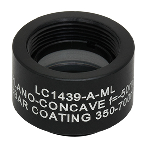 LC1439-A-ML - Ø1/2in N-BK7 Plano-Concave Lens, SM05-Threaded Mount, f = -50.0 mm, ARC: 350-700 nm
