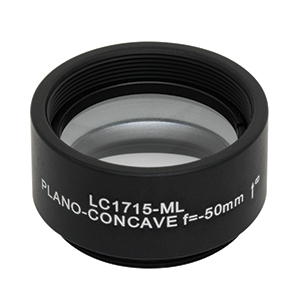 LC1715-ML - Ø1in N-BK7 Plano-Concave Lens, SM1-Threaded Mount, f = -50.0 mm, Uncoated