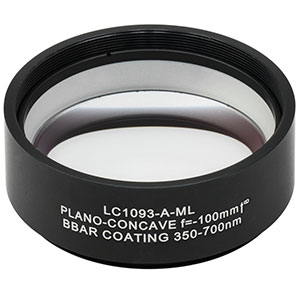 LC1093-A-ML - Ø2in N-BK7 Plano-Concave Lens, SM2-Threaded Mount, f = -100 mm, ARC: 350-700 nm