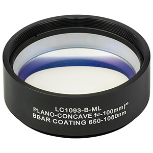 LC1093-B-ML - Ø2in N-BK7 Plano-Concave Lens, SM2-Threaded Mount, f = -100 mm, ARC: 650-1050 nm