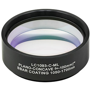 LC1093-C-ML - Ø2in N-BK7 Plano-Concave Lens, SM2-Threaded Mount, f = -100 mm, ARC: 1050-1700 nm