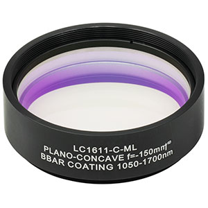 LC1611-C-ML - Ø2in N-BK7 Plano-Concave Lens, SM2-Threaded Mount, f = -150 mm, ARC: 1050-1700 nm