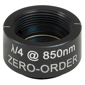WPQSM05-850 - Ø1/2in Zero-Order Quarter-Wave Plate, SM05-Threaded Mount, 850 nm