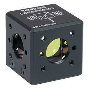 CCM5-PBS203 - 16 mm Cage-Cube-Mounted Polarizing Beamsplitter Cube, 900-1300 nm, 8-32 Tap