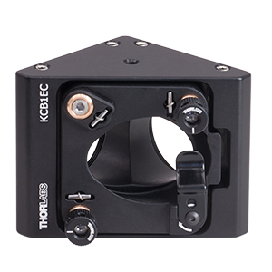 KCB1EC - 直角キネマティックミラーマウント、楕円形光学素子用、30 mmケージシステム＆SM1ネジ対応、#8-32＆1/4”-20取付け穴、ネジ切り無し(インチ規格)