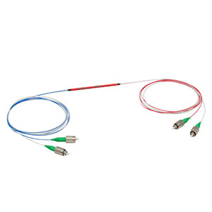 TN632R5A2 - 2x2 Narrowband Fiber Optic Coupler, 632 ± 15 nm, 50:50 Split, FC/APC Connectors