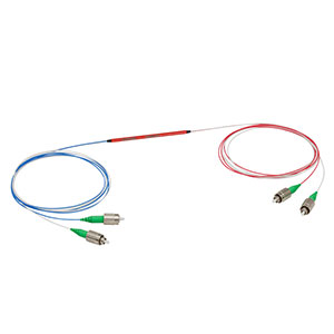 TN830R2A2 - 2x2 Narrowband Fiber Optic Coupler, 830 ± 15 nm, 90:10 Split, FC/APC Connectors