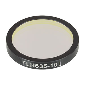 FLH635-10 - Hard-Coated Bandpass Filter, Ø25 mm, CWL = 635 nm, FWHM = 10 nm