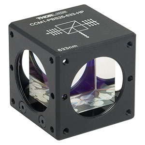 CCM1-PBS25-633-HP - 30 mm Cage-Cube-Mounted, High-Power, Polarizing Beamsplitter Cube, 633 nm, 8-32 Tap