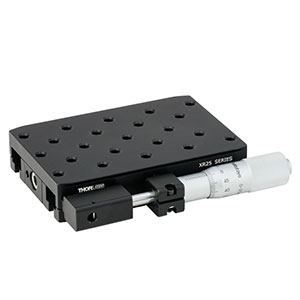 XR25P - 直線移動ステージ、移動量25 mm、マイクロメータ位置：サイド、1/4”-20タップ穴(インチ規格)