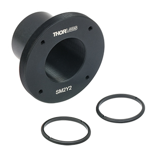 SM2Y2 - Olympus製BXまたはIX顕微鏡用接眼レンズポートアダプタ、SM1内ネジ＆SM2外ネジ付き、30 mmケージシステム対応