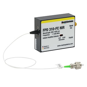 FPD310-FC-NIR - InGaAs高感度PIN増幅ディテクタ、利得切替可、950～1650 nm、 1 MHz～1.5 GHz、電源付属(ミリ規格)