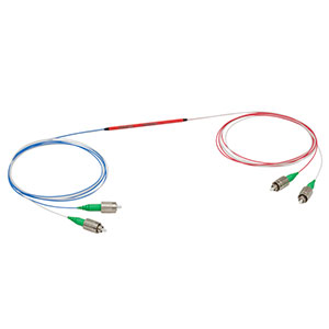 TW930R2A2 - 2x2 Wideband Fiber Optic Coupler, 930 ± 100 nm, 90:10 Split, FC/APC Connectors