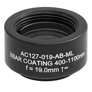 AC127-019-AB-ML - f = 19.0 mm, Ø1/2in Achromatic Doublet, SM05-Threaded Mount, ARC: 400 - 1100 nm