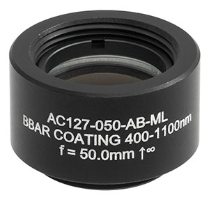 AC127-050-AB-ML - f = 50.0 mm, Ø1/2in Achromatic Doublet, SM05-Threaded Mount, ARC: 400 - 1100 nm