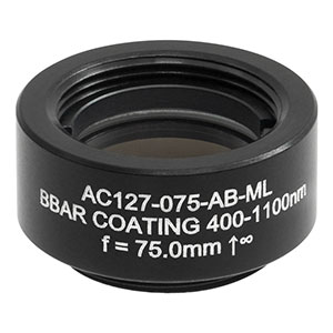 AC127-075-AB-ML - f = 75.0 mm, Ø1/2in Achromatic Doublet, SM05-Threaded Mount, ARC: 400 - 1100 nm