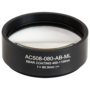 AC508-080-AB-ML - f = 80.0 mm, Ø2in Achromatic Doublet, SM2-Threaded Mount, ARC: 400 - 1100 nm