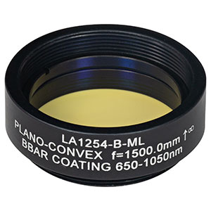 LA1254-B-ML - Ø1in N-BK7 Plano-Convex Lens, SM1-Threaded Mount, f = 1500 mm, ARC: 650-1050 nm