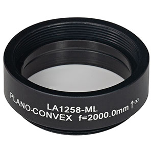 LA1258-ML - Ø1in N-BK7 Plano-Convex Lens, SM1-Threaded Mount, f = 2000 mm, Uncoated