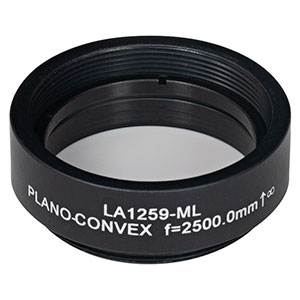 LA1259-ML - Ø1in N-BK7 Plano-Convex Lens, SM1-Threaded Mount, f = 2500 mm, Uncoated