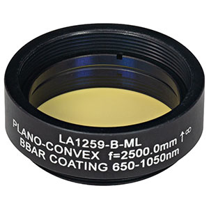 LA1259-B-ML - Ø1in N-BK7 Plano-Convex Lens, SM1-Threaded Mount, f = 2500 mm, ARC: 650-1050 nm