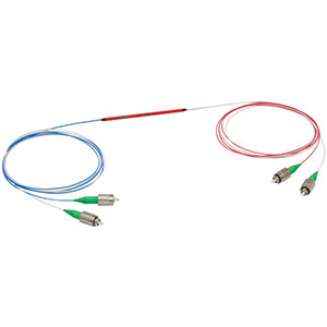 TN980R2A2A - 2x2 Narrowband Fiber Optic Coupler, 980 ± 15 nm, 0.14 NA, 90:10 Split, FC/APC Connectors