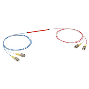 TN670R1F2 - 2x2 Narrowband Fiber Optic Coupler, 670 ± 15 nm, 99:1 Split, FC/PC Connectors