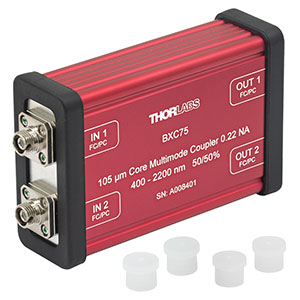 BXC75 - 2x2 Boxed Multimode Fiber Optic Coupler, Low OH, Ø105 µm Core, 0.22 NA, 50:50 Split, FC/PC