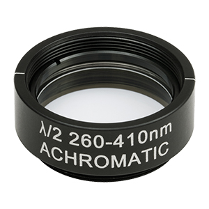 AHWP10M-340 - Ø1in Mounted Quartz Zero-Order Achromatic Half-Wave Plate, SM1-Threaded Mount, 260 - 410 nm