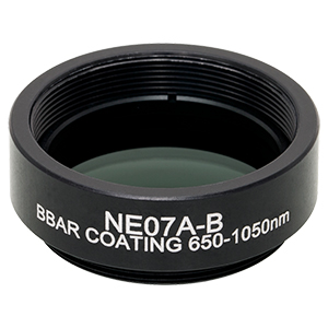 NE07A-B - Ø25 mm Absorptive Neutral Density Filter, ARC: 650-1050 nm, SM1-Threaded Mount, OD: 0.7