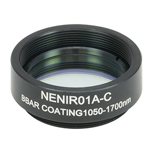NENIR01A-C - Ø25 mm AR-Coated Absorptive Neutral Density Filter, SM1-Threaded Mount, 1050 - 1700 nm, OD: 0.1