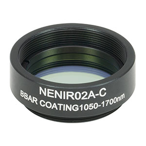 NENIR02A-C - Ø25 mm AR-Coated Absorptive Neutral Density Filter, SM1-Threaded Mount, 1050 - 1700 nm, OD: 0.2